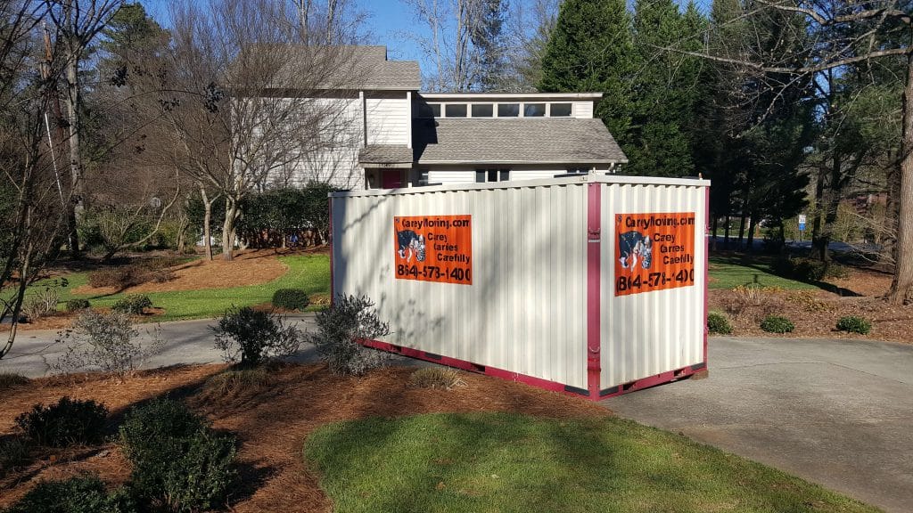 Portable storage in front of house